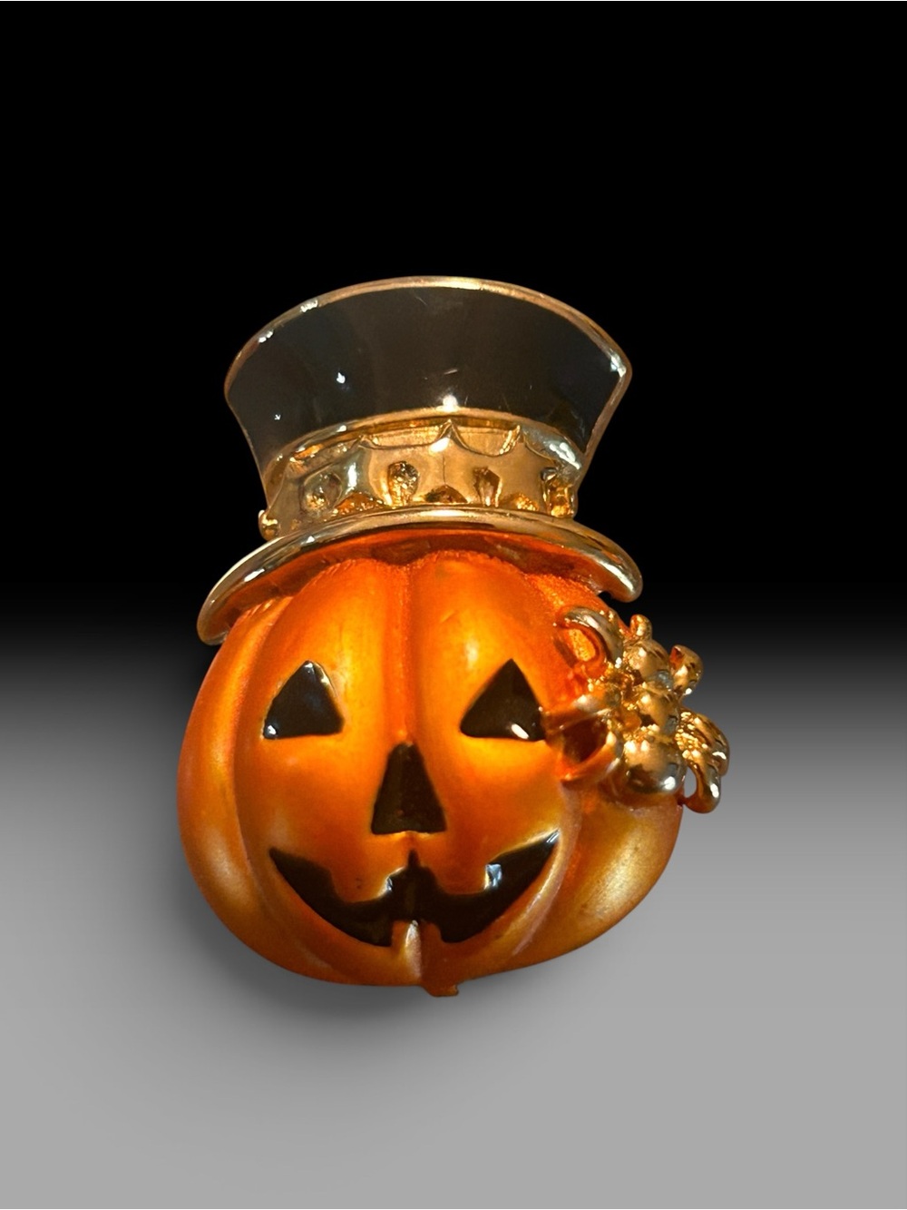 Orange Halloween Jack-O'-Lantern Brooch by JoJo